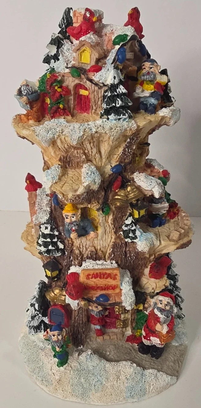 Vintage Jaimy Santa's Workshop 6.5in Resin Elf Tree House Christmas Figurine